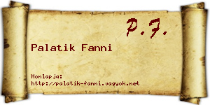 Palatik Fanni névjegykártya